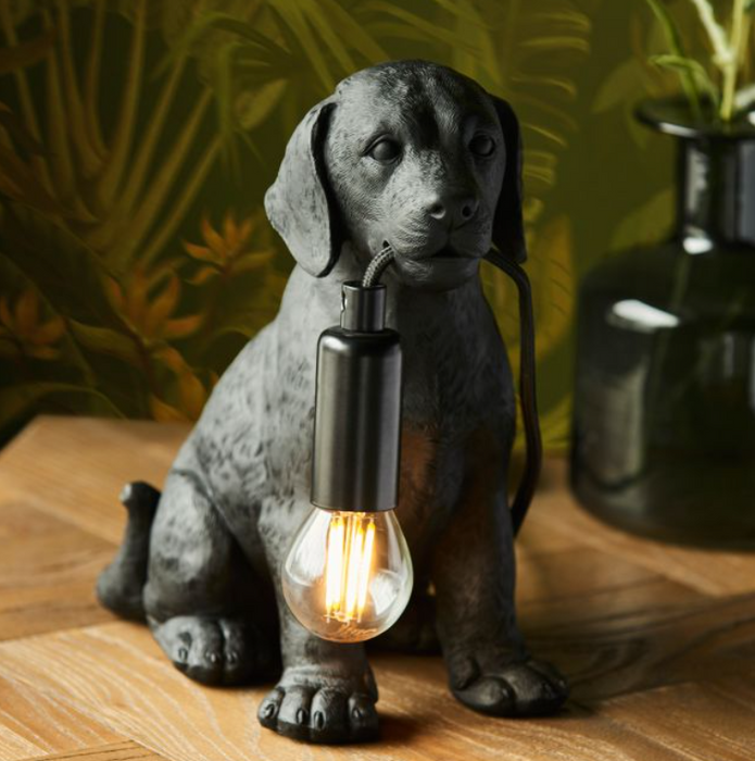 Labrador Puppy  Black Table Lamp