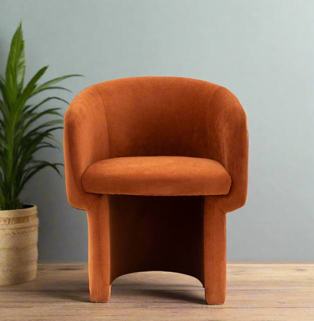 Finsbury Curved Tub Dining Chair in Rust Red Fabric