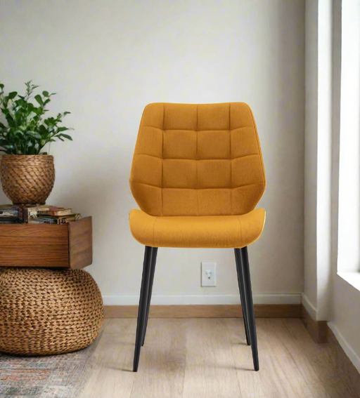 Set of 2 Willis Mid-Century Inspired Dining Chairs in Saffron Yellow