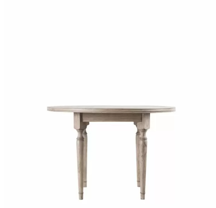 Montique Round Dining Table, Weathered Mindi Wood