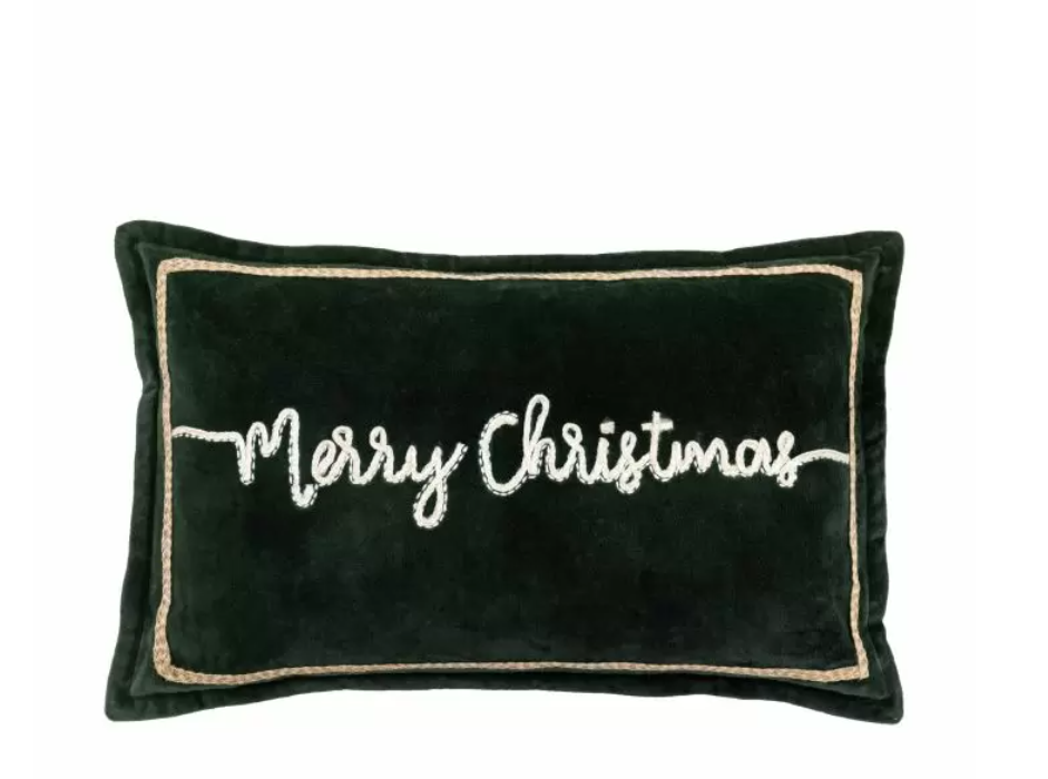 Green Velvet Christmas Cushion