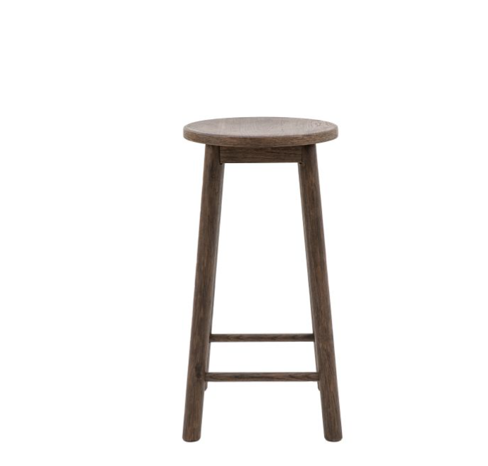 Hatfield Wooden Bar Stool, Smoked Oak