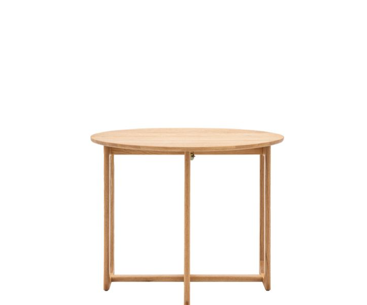 Lucca Round Folding Dining Table, Natural Oak