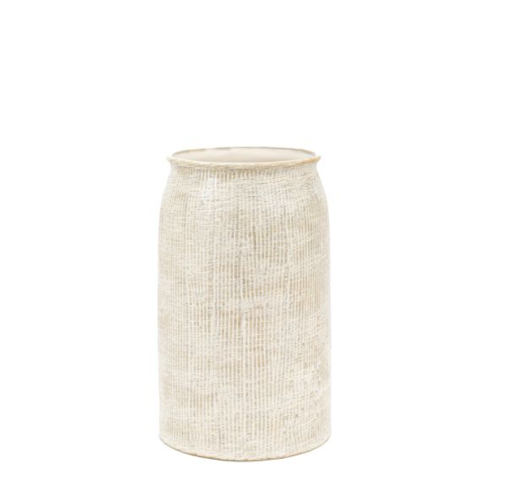 Nissi Milk Matt Glazed Ribbed Ceramic Medium Vase ( Due In  27/12/2024 )