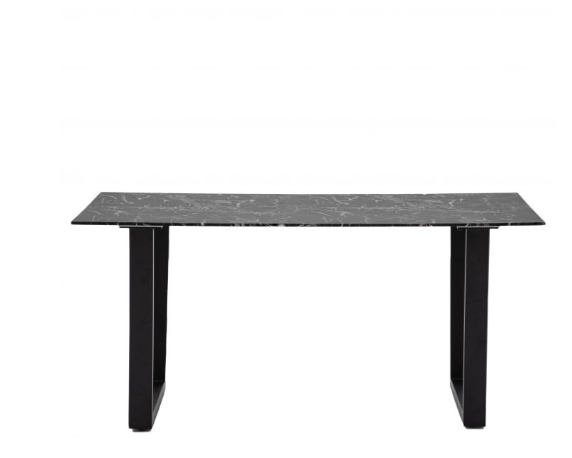 Saltford Rectangle Dining Table, Black Marble, Black Metal