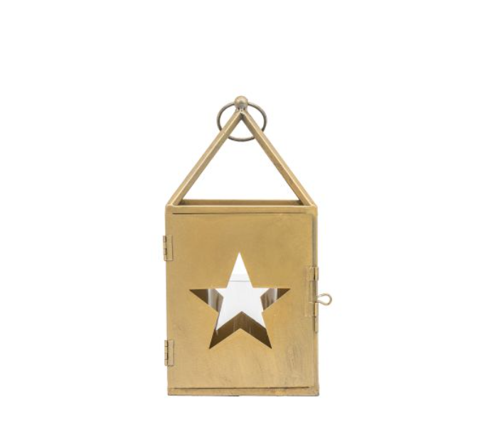 Antique Gold Lantern with Star Cut-Out Design