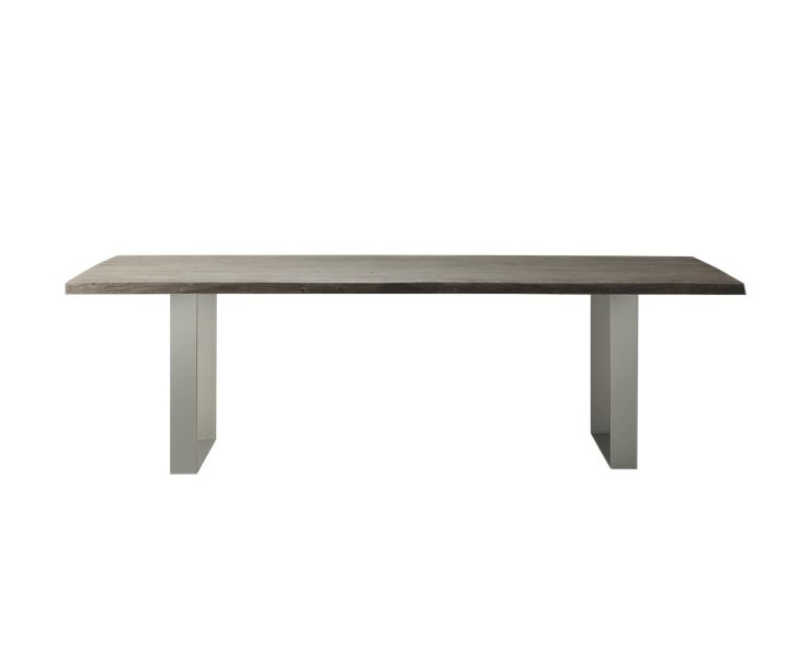 Alice Rectangle Dining Table, Dark Acadia Wood & Steel Base - Large