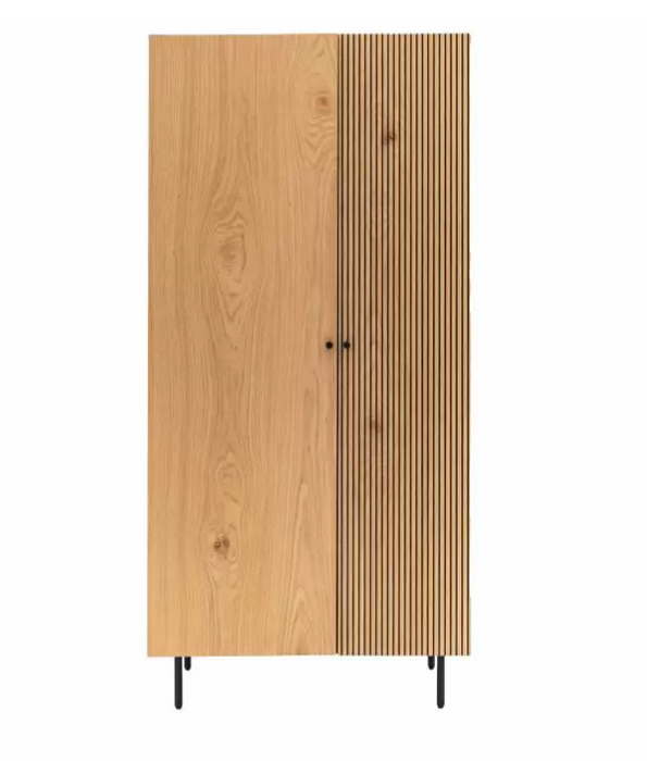 Marlow Modern 2 Door Wardrobe with Natural Oak Veneer Finish - Stylish Storage Solution