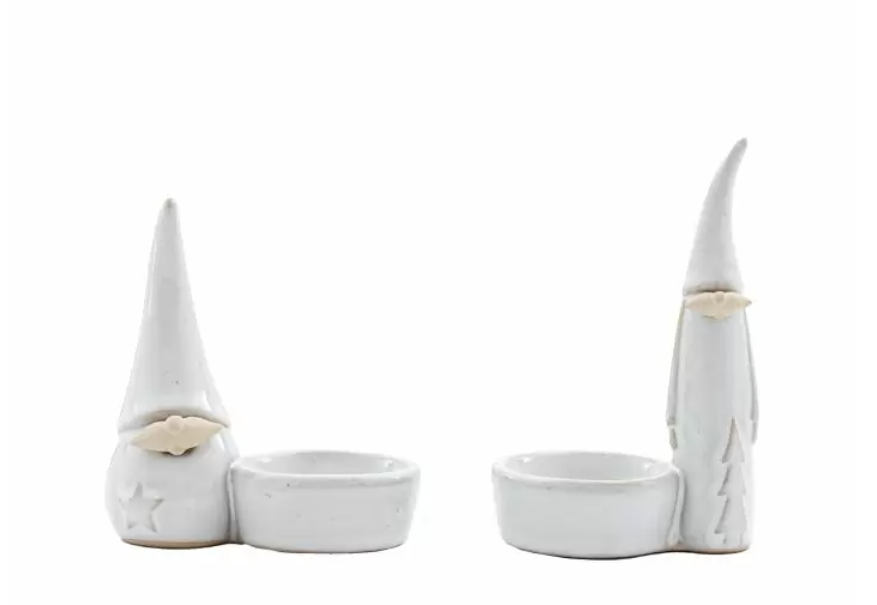 Santa Duo Grey Tealight Holders Ceramic