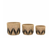 Cameroon Baskets Natural & Black Set of 3