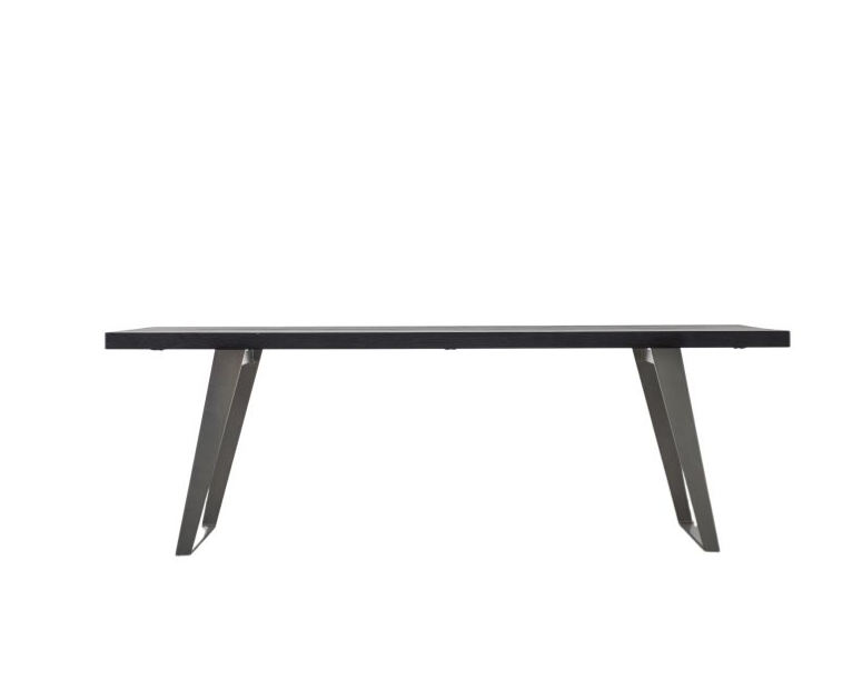 Perugia Rectangle Dining Table, Black Acadia Wood, Brushed Silver - Large