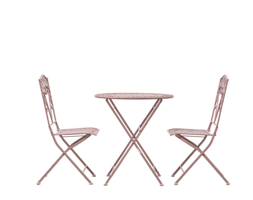 Fairmont Garden Furniture Bistro Set, Coral, Metal, 3 Piece ( Due Back In 28/01/25 )