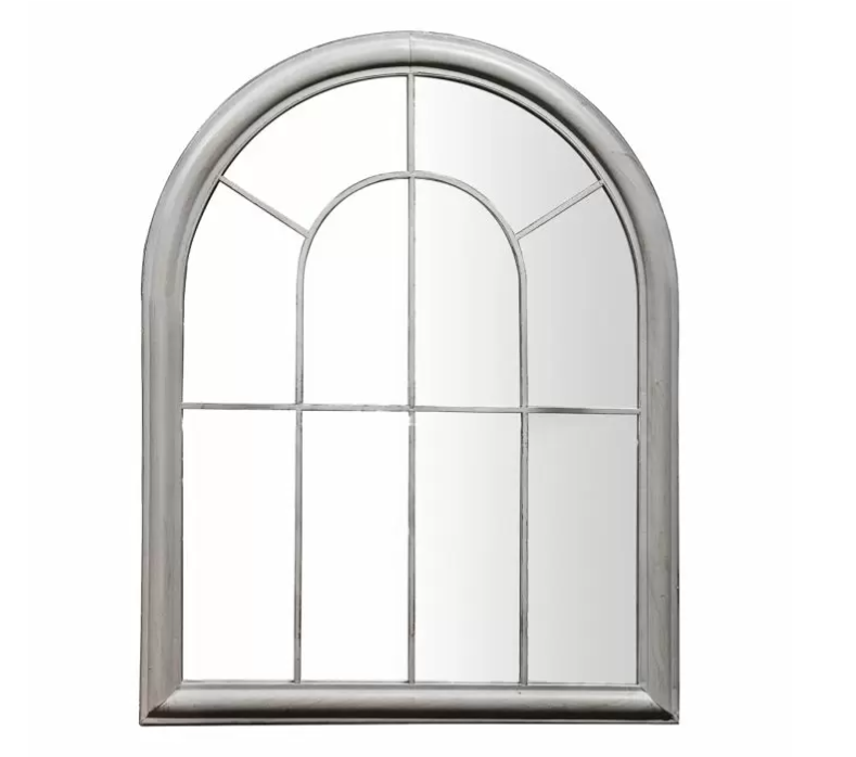 Laguna Outdoor Arched Garden Mirror, Distressed Grey