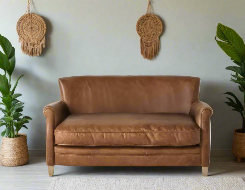 Mr. Paddington 2-Seater Sofa and Matching Armchair Set in Vintage Brown Leather