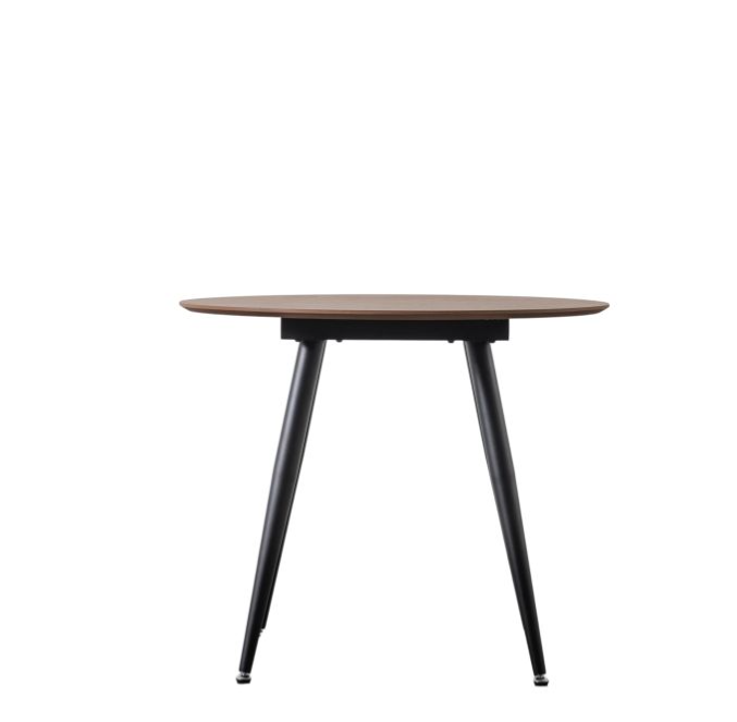 Palmero Round Dining Table, Walnut, Black Metal