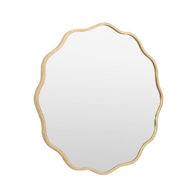 Sloane Wavy Edge Gold Round Metal Wall Mirror - 82cm