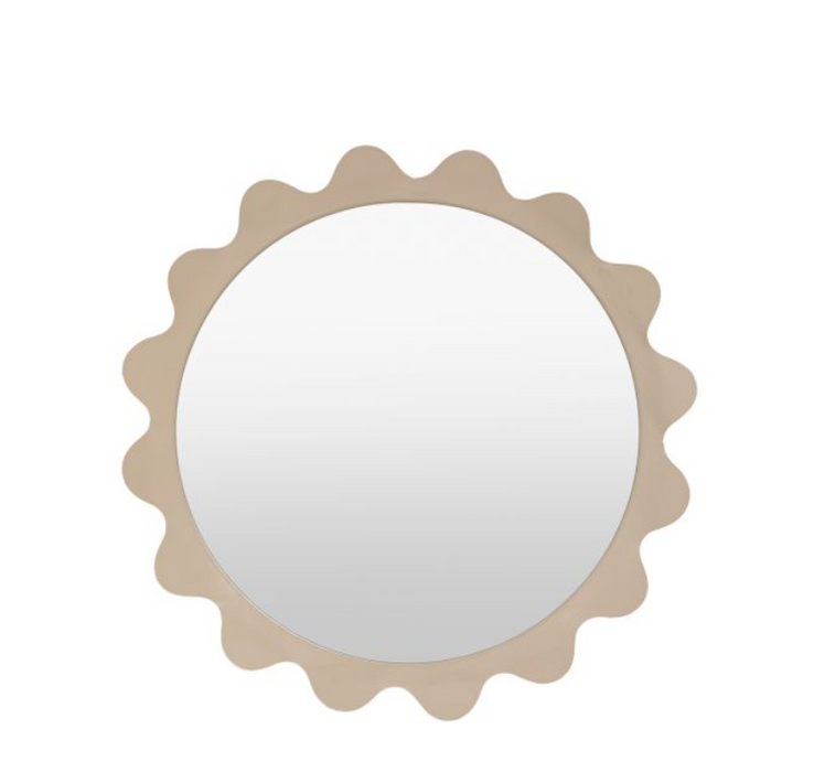 Shoreditch Quirky Round Wavy Edge Metal Mirror in Taupe