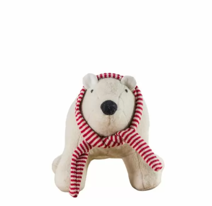 Peter Polar Bear Doorstop Cream/Red