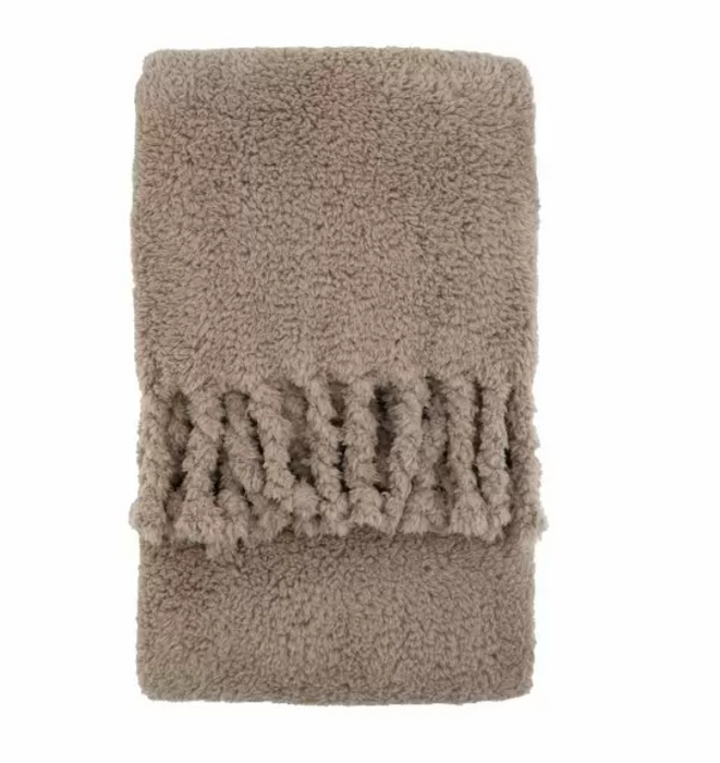 Fringed Teddy Throw Taupe