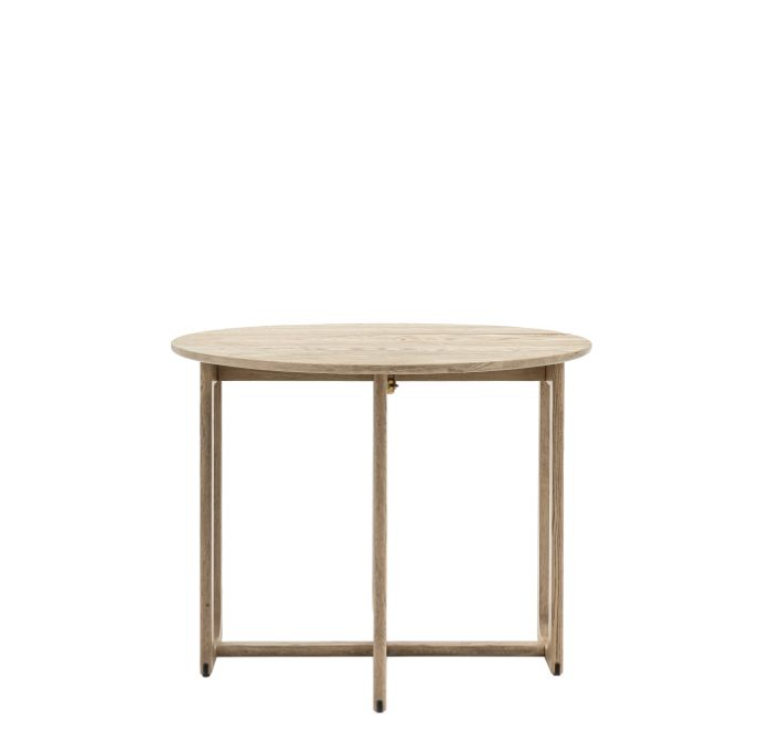 Lucca Round Dining Table, Smoked Oak, Folding