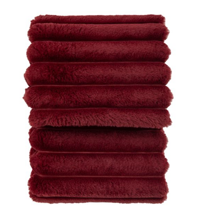 Ribbed Faux Fur Throw Merlot