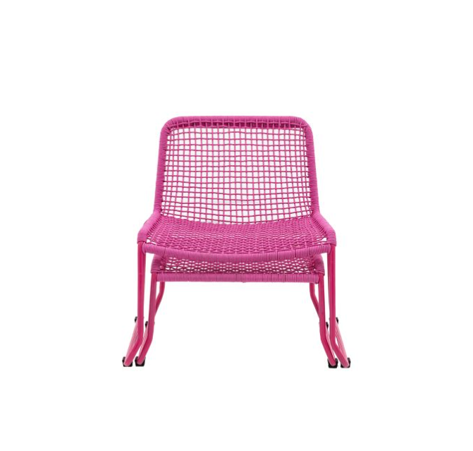 Crofton Garden Lounge Chair & Footstool, Pink Woven Rope & Metal ( Due Back In 28/01/25 )