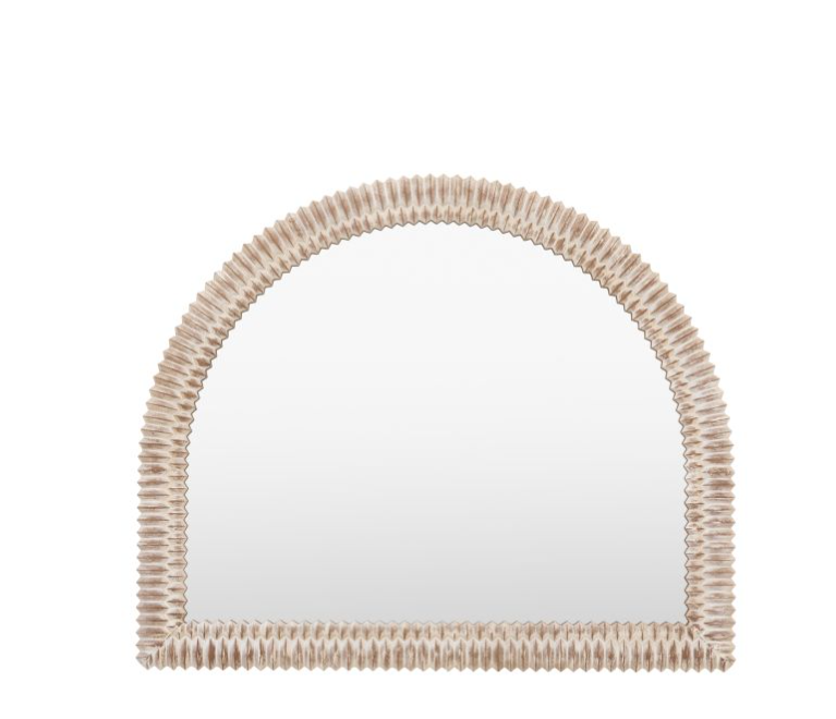 Pimlico Arch Overmantle Semi-Circle Whitewash Mirror with 3D Wooden Etching