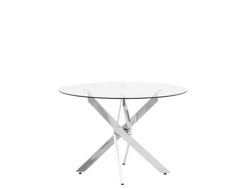 Rossini Round Dining Table, Clear Glass, Chrome