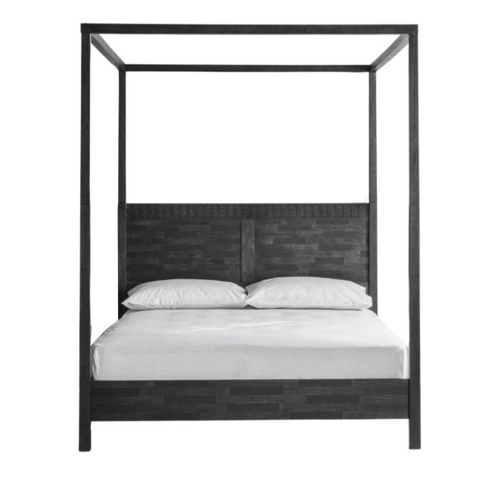 Boho 4 Poster Mango Wood Bed  Black Super King