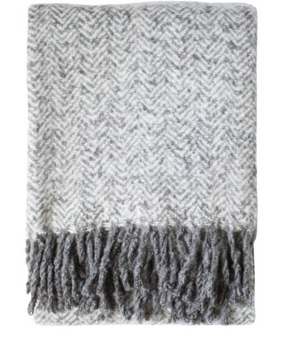 Herringbone Faux Mohair Throw Grey