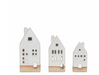 Pearly White Ceramic Tealight Houses 3pk 