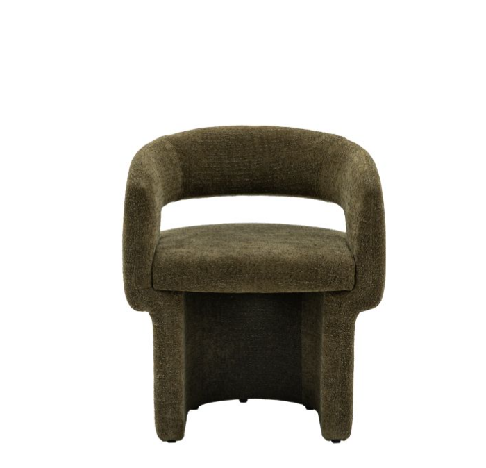 Sloane Curved Back Contemporary Dining Chair in Green Boucle 