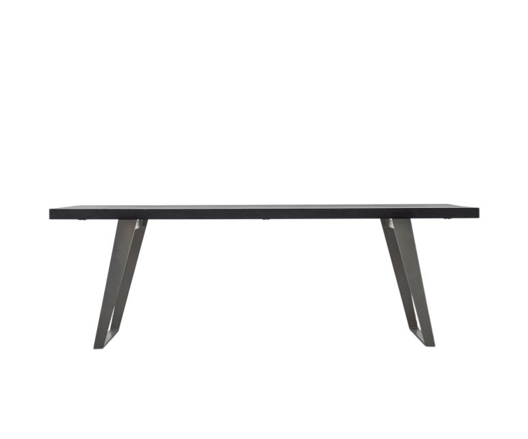 Harrow Rectangle Dining Table, Black Acadia Wood, Brushed Silver - Small