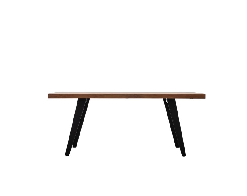 Perugia Dining Table, Natural Acadia Wood, Black Metal - Large