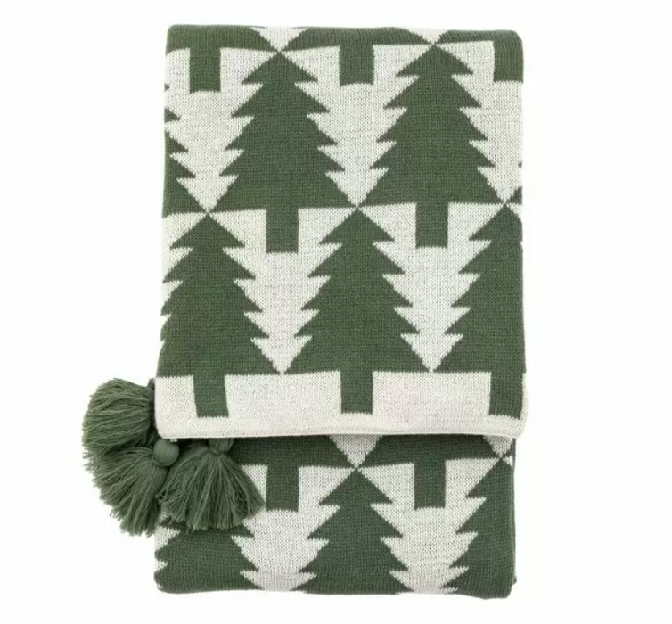 Natures Forest Knitted Tree Throw Green