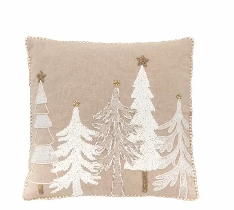 Pearly Embroidered White Tree Christmas Cushion