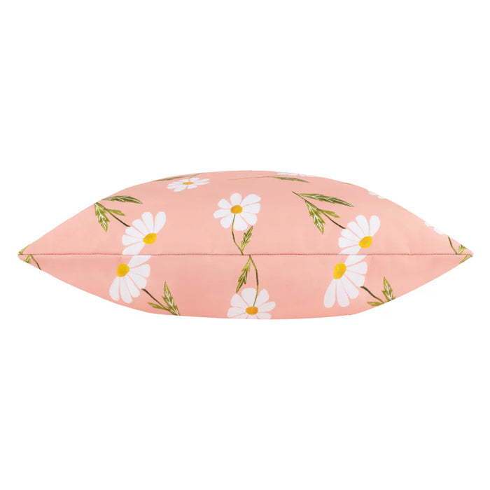 Waterproof Outdoor Cushion, Daisies Floral Reversible Design, Pink, Yellow