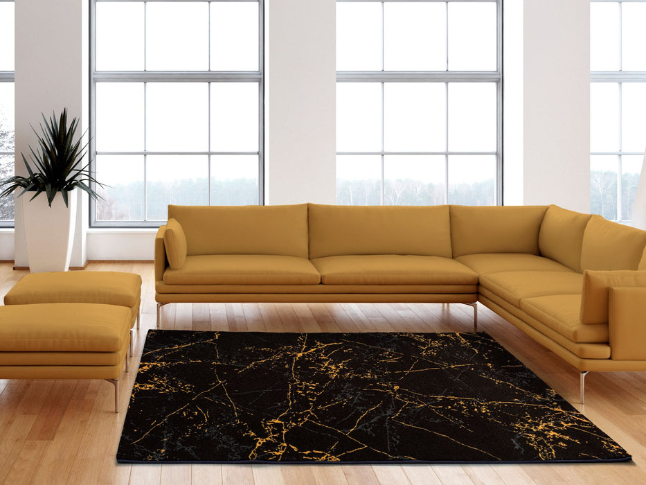 Modern Luury Black & Gold Indoor Floor Living Room Rug