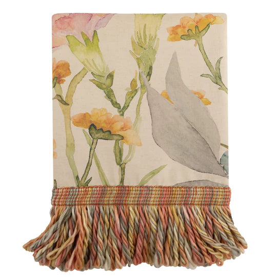 Delamere Printed Fringe Throw, Floral, Linen, Orange