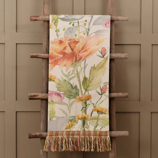 Delamere Printed Fringe Throw, Floral, Linen, Orange