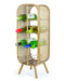 Rustic Wine Bottle Rack, Small 8 Bottle Wine Cabinet, Metal Rattan, Gold