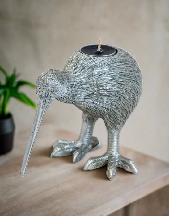 Silver Kiwi Bird Tealight Holder