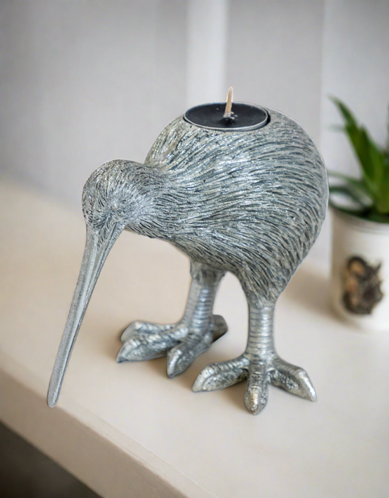 Silver Kiwi Bird Tealight Holder