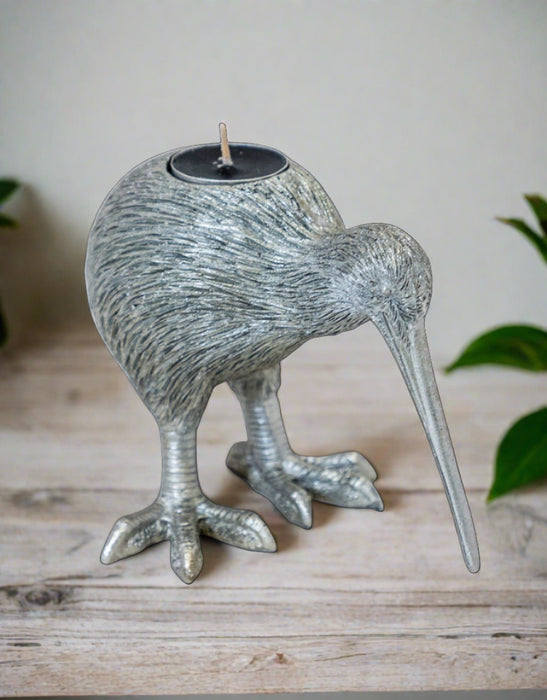 Silver Kiwi Bird Tealight Holder