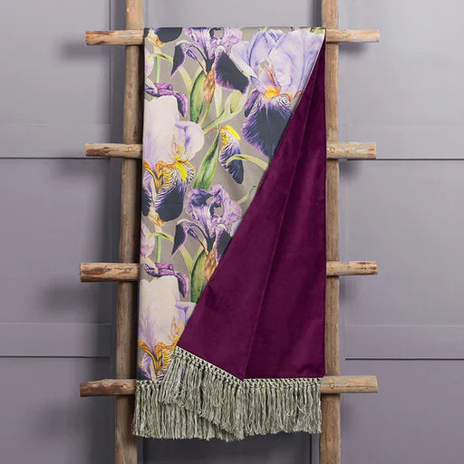 Elva Printed Throw, Floral, Purple, Damson