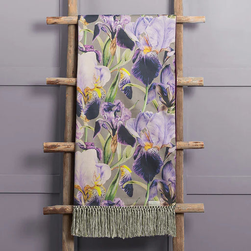 Elva Printed Throw, Floral, Purple, Damson