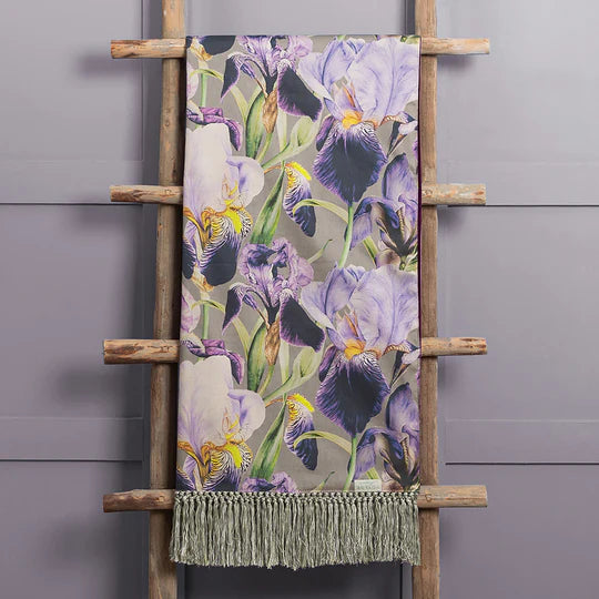 Elva Printed Throw, Floral, Purple, Damson