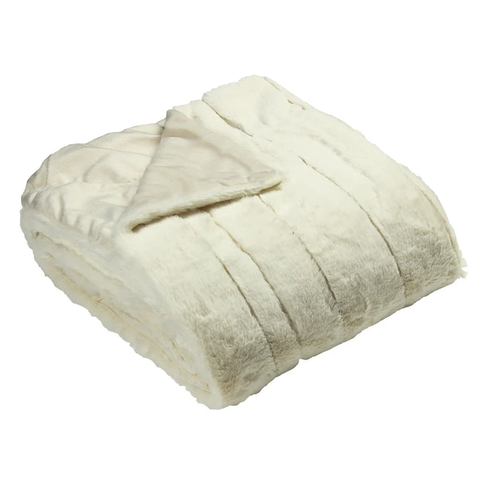 Empress Faux Fur Throw, Plain, Cream ( 2 Sizes )