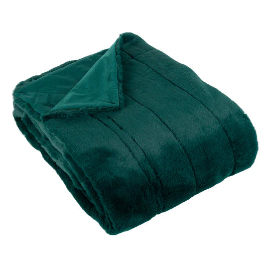 Empress Emerald Green Faux Fur Throw, Plain ( 2 Sizes )