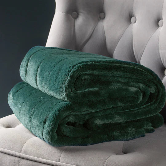 Empress Faux Fur Throw, Plain, Emerald( 2 Sizes )